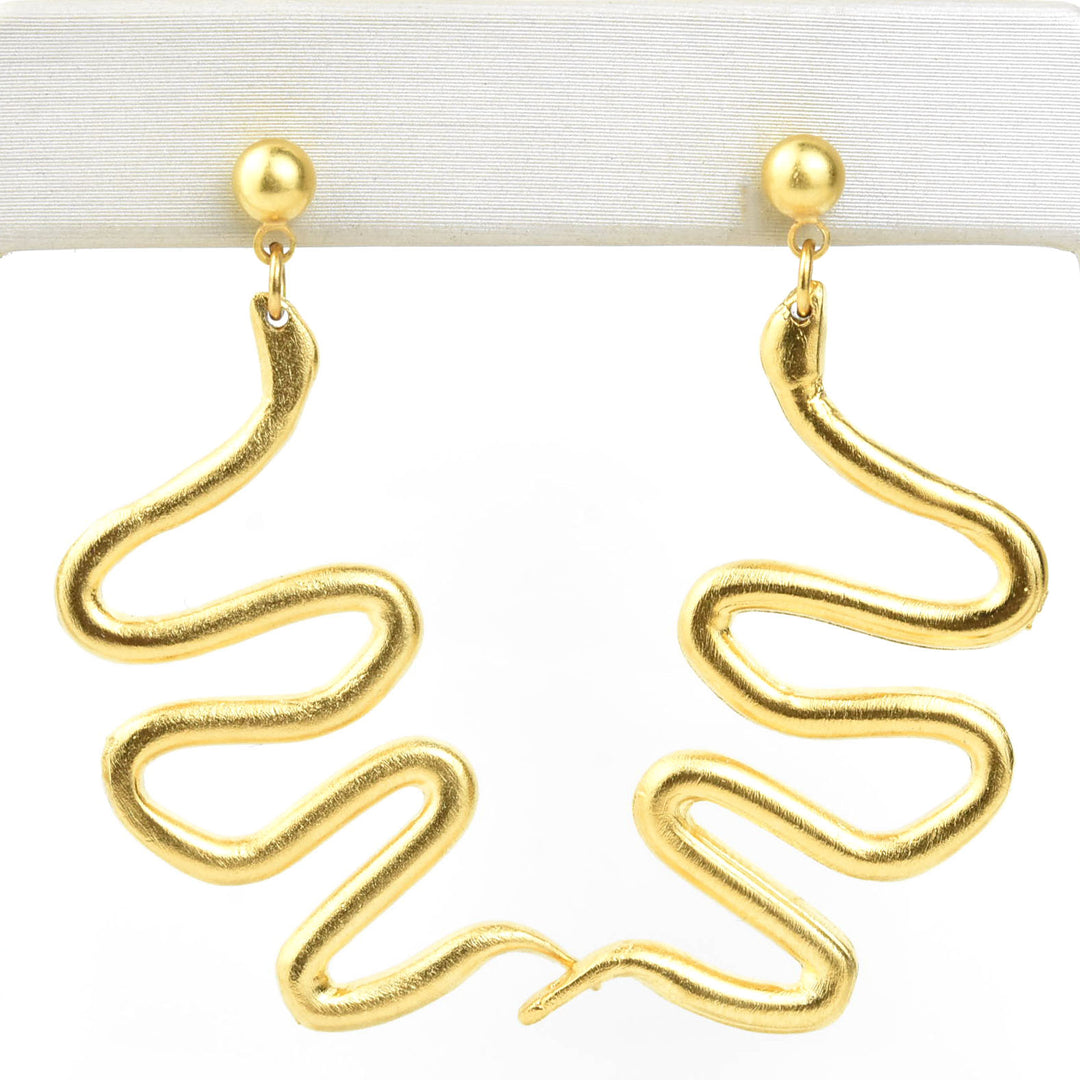 Matte Wavy Serpent Earrings - Goldmakers Fine Jewelry