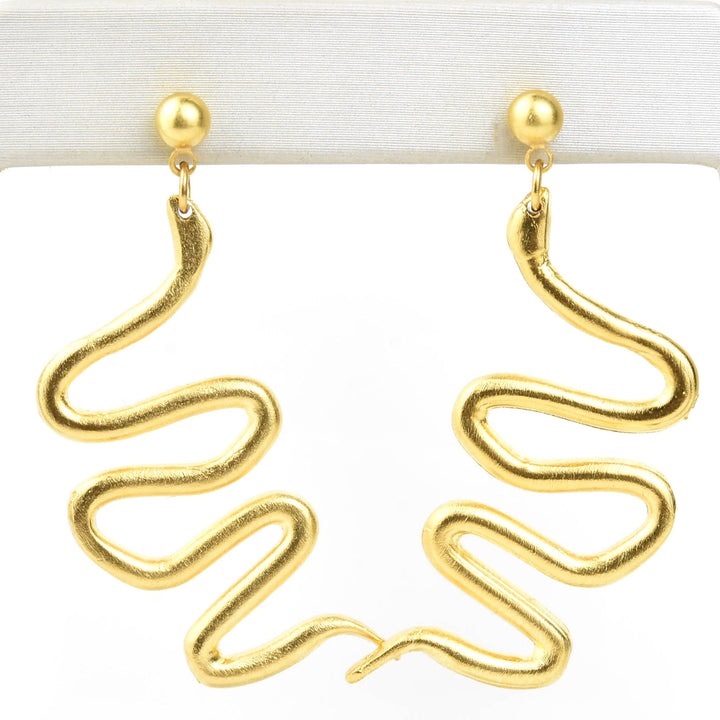 Matte Wavy Serpent Earrings - Goldmakers Fine Jewelry