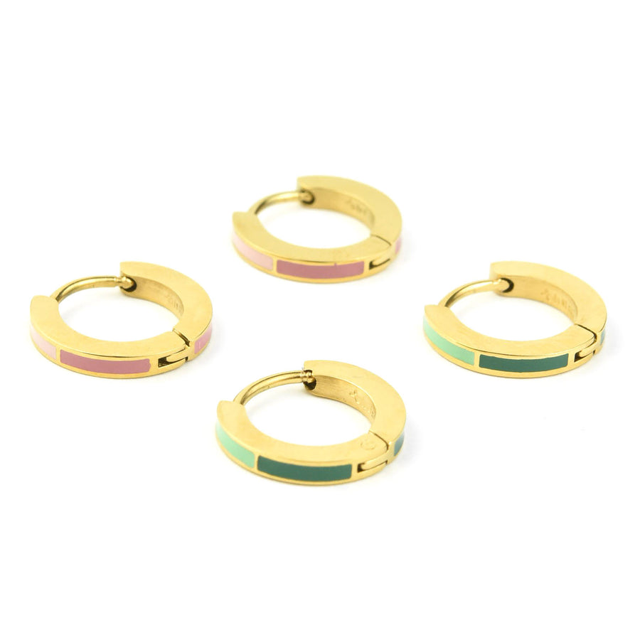 Split Color Huggie Hoops - Goldmakers Fine Jewelry