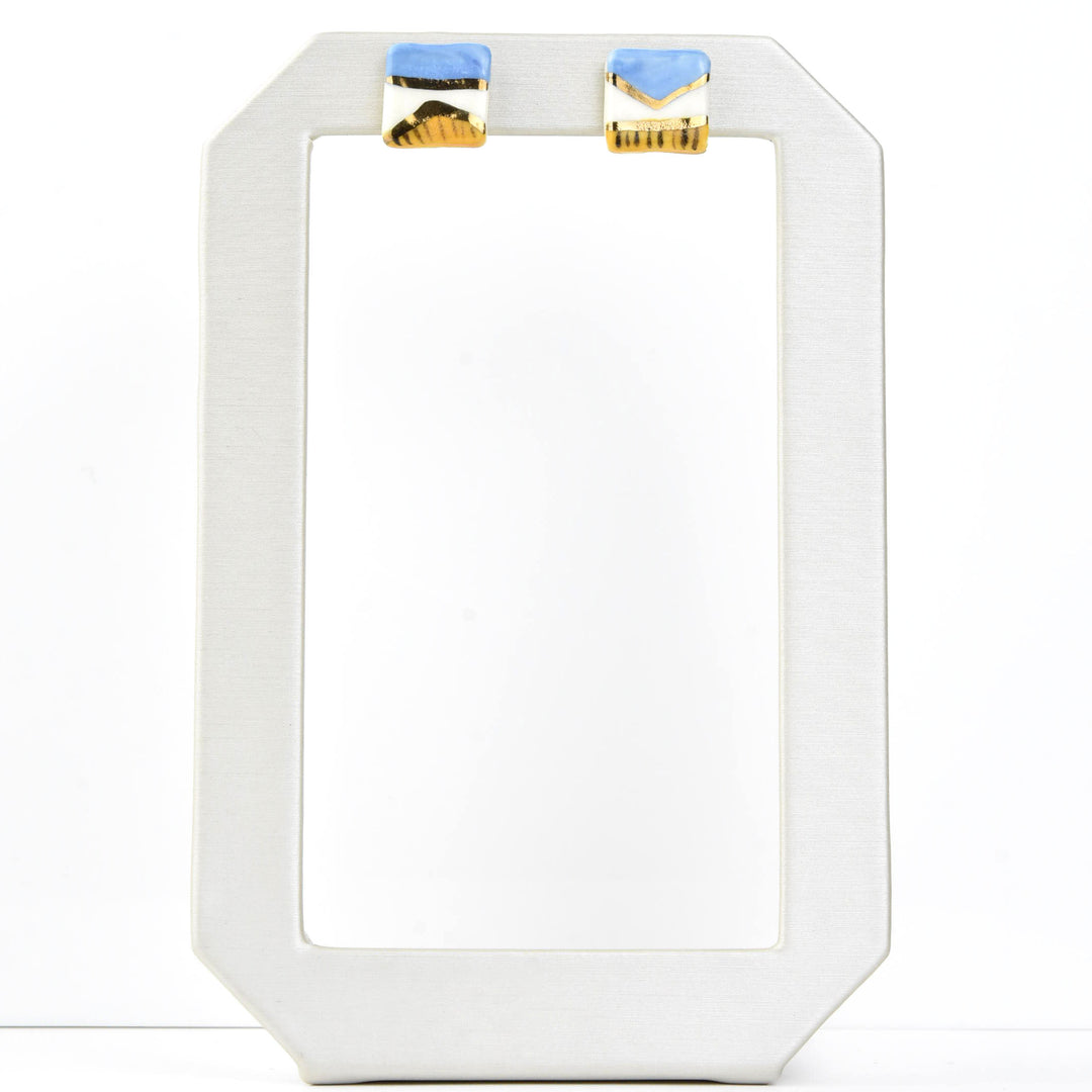 Square Geo Studs, Blue & Yellow - Goldmakers Fine Jewelry