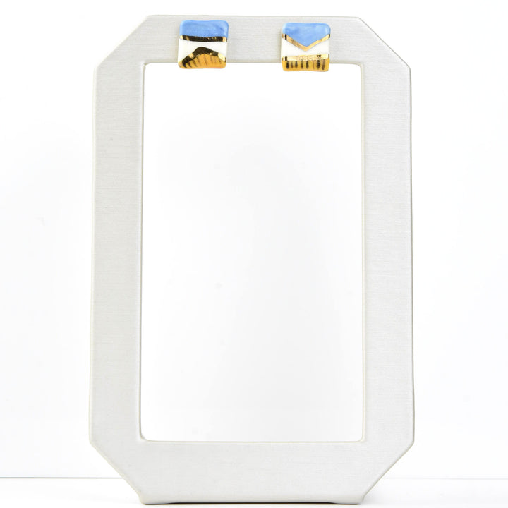 Square Geo Studs, Blue & Yellow - Goldmakers Fine Jewelry