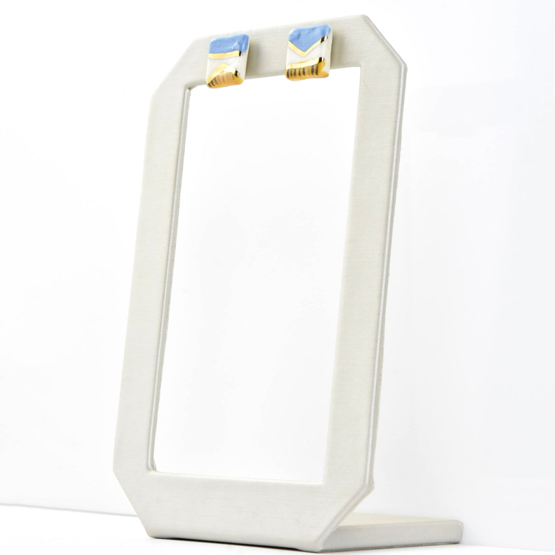 Square Geo Studs, Blue & Yellow - Goldmakers Fine Jewelry