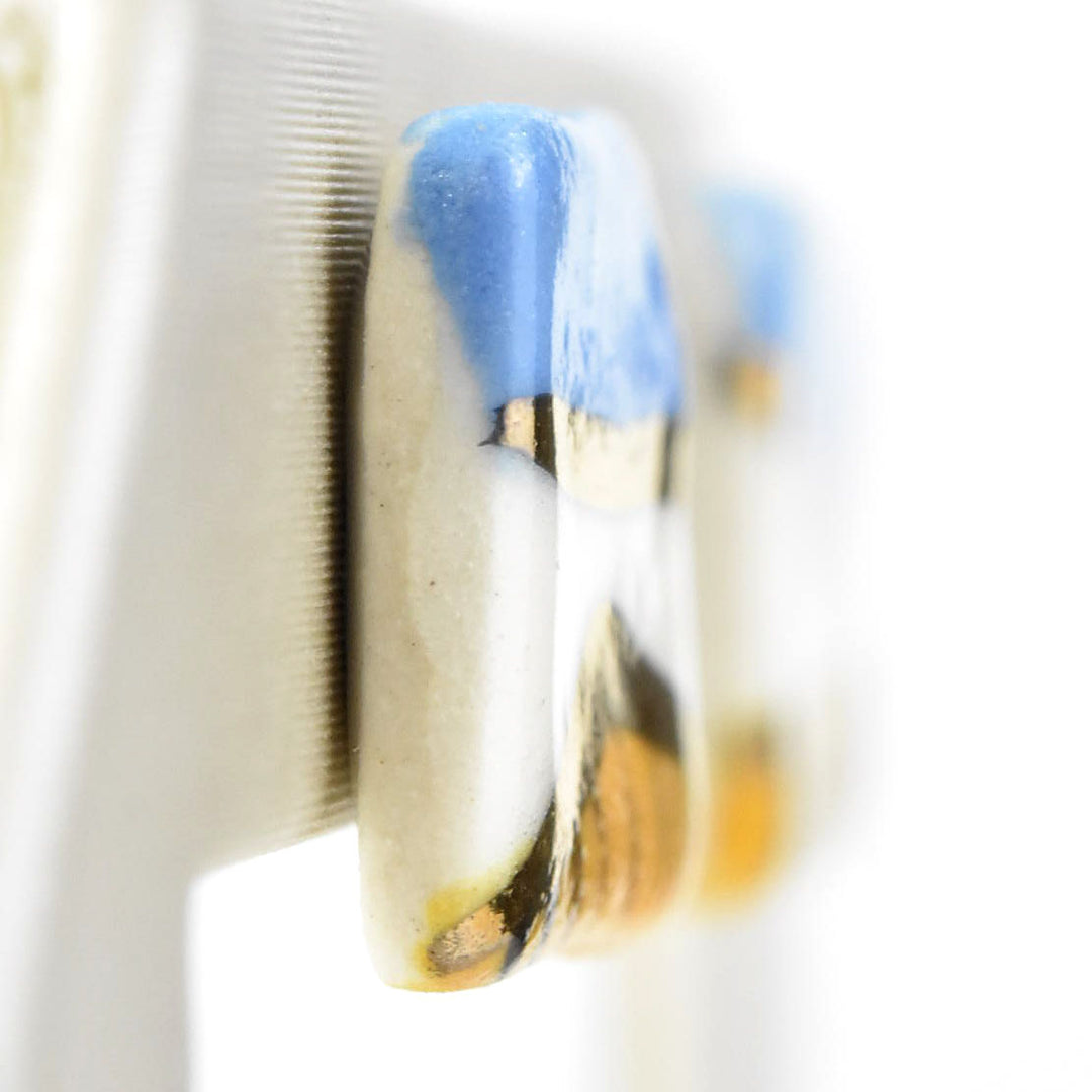Square Geo Studs, Blue & Yellow - Goldmakers Fine Jewelry