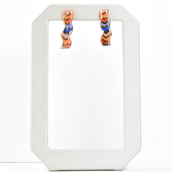 Squiggle Studs, Chevron Rainbow - Goldmakers Fine Jewelry