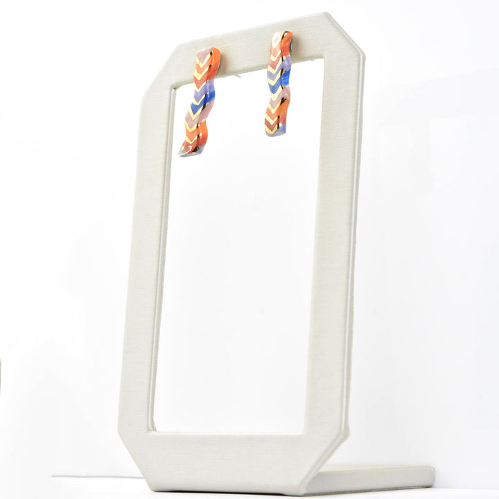 Squiggle Studs, Chevron Rainbow - Goldmakers Fine Jewelry