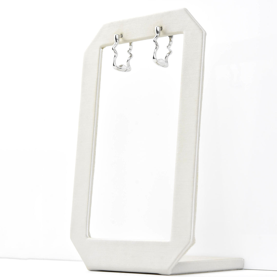 Squiggly Rounded Huggie Hoops, Rectangular - Goldmakers Fine Jewelry