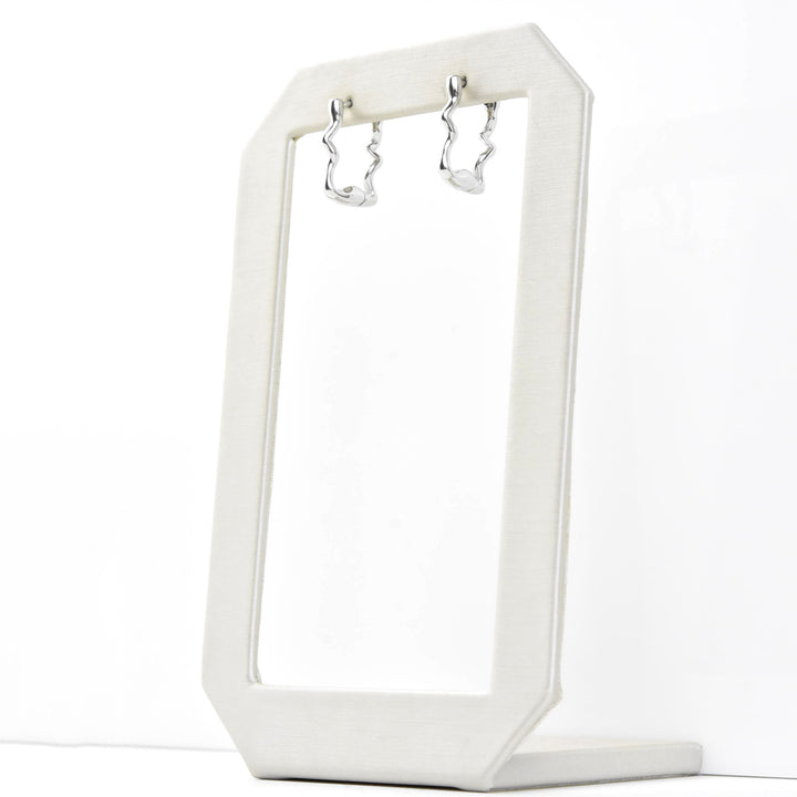 Squiggly Rounded Huggie Hoops, Rectangular - Goldmakers Fine Jewelry