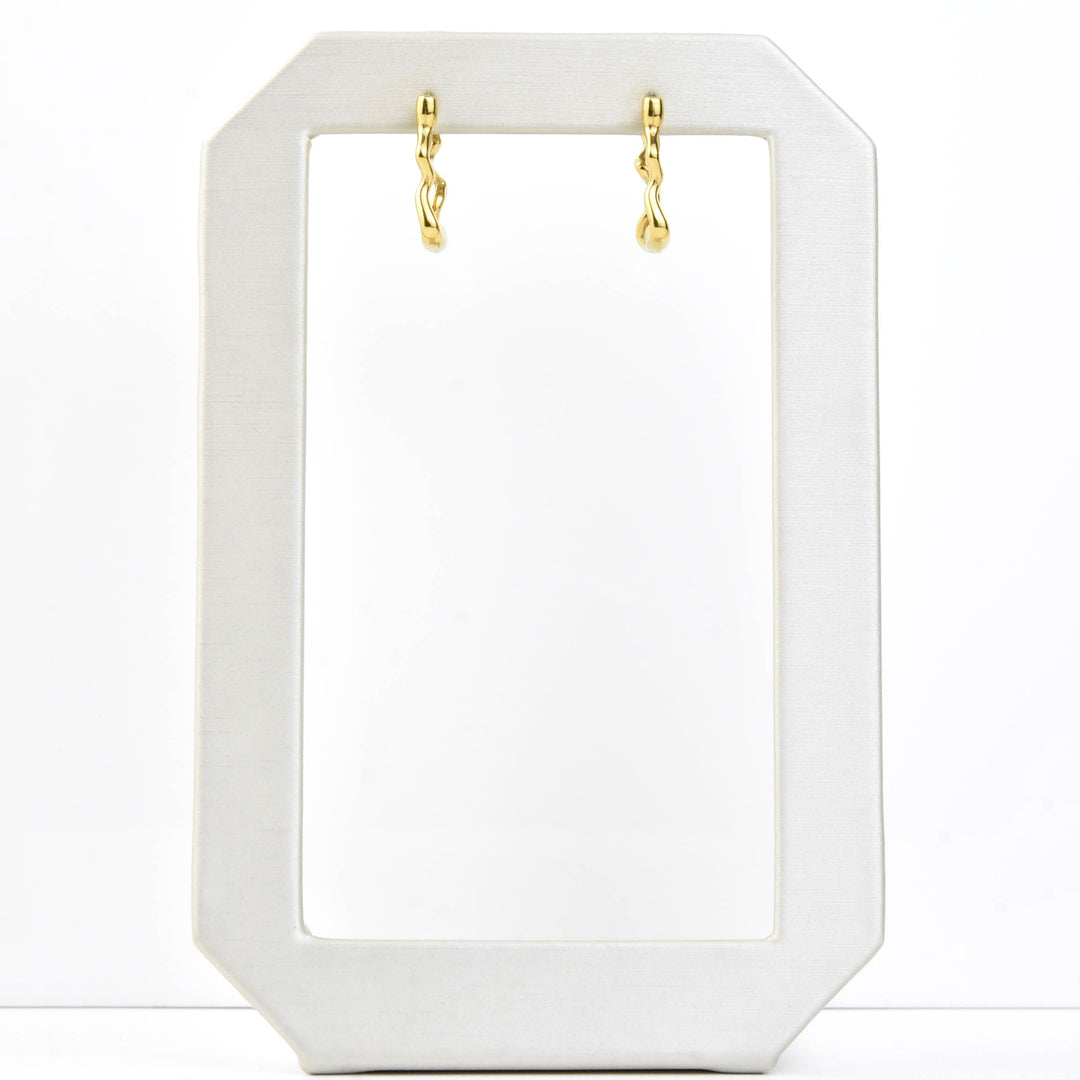 Squiggly Rounded Huggie Hoops, Rectangular - Goldmakers Fine Jewelry