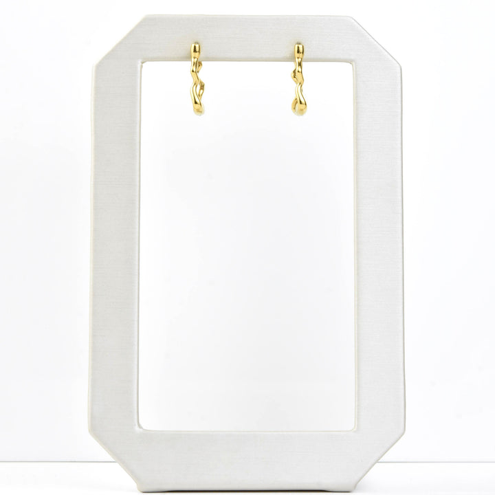 Squiggly Rounded Huggie Hoops, Rectangular - Goldmakers Fine Jewelry