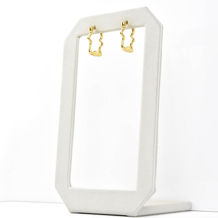 Squiggly Rounded Huggie Hoops, Rectangular - Goldmakers Fine Jewelry