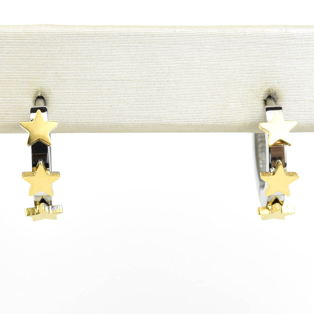 Star 3D Huggie Hoops - Goldmakers Fine Jewelry