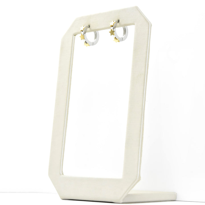 Star 3D Huggie Hoops - Goldmakers Fine Jewelry