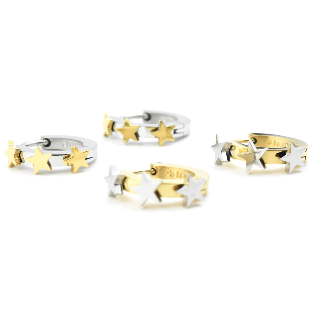 Star 3D Huggie Hoops - Goldmakers Fine Jewelry