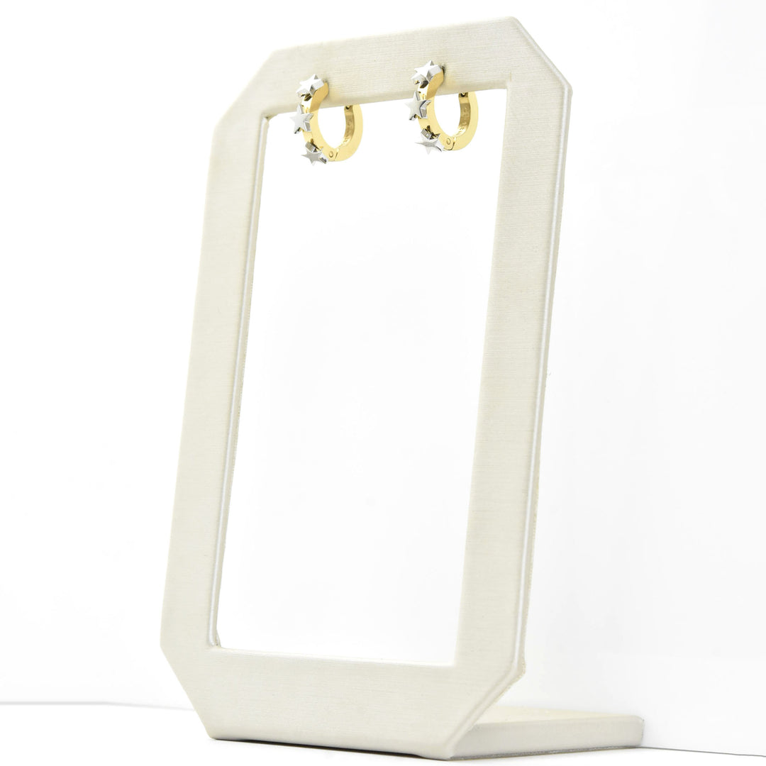 Star 3D Huggie Hoops - Goldmakers Fine Jewelry
