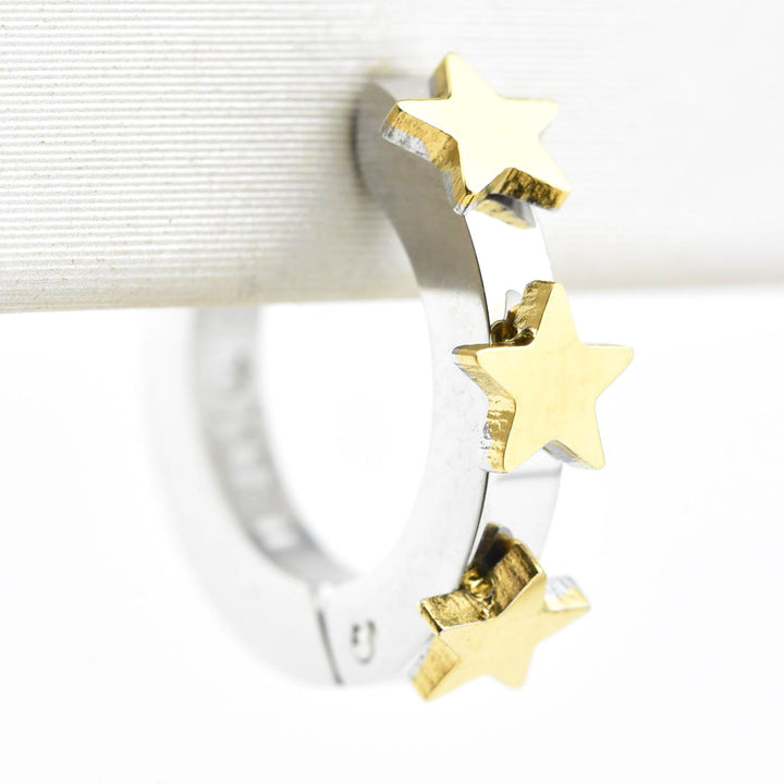 Star 3D Huggie Hoops - Goldmakers Fine Jewelry