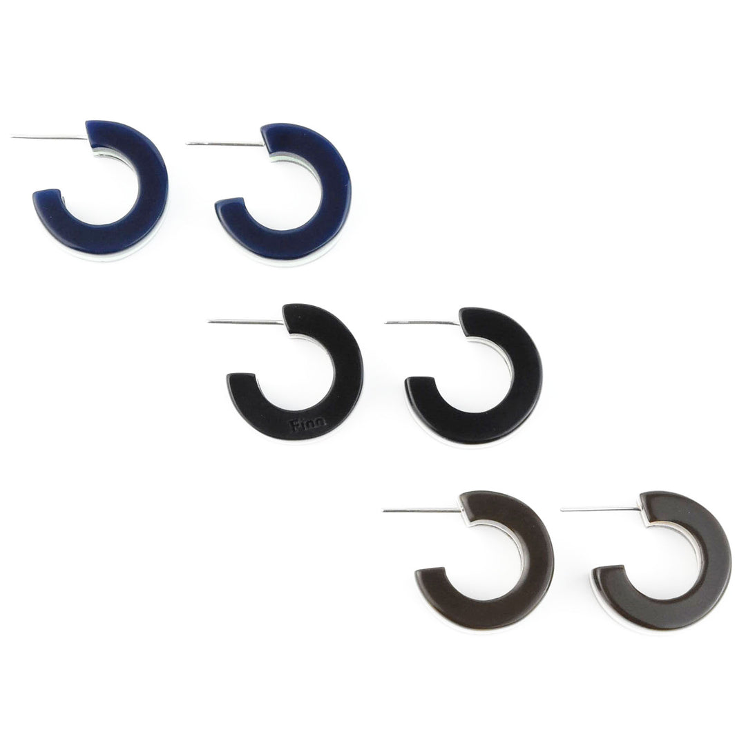 Supernova Striped Hoops, Green & Blue - Goldmakers Fine Jewelry