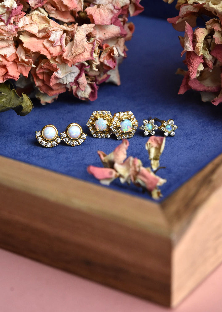 Opal & Cubic Zirconia Parisian Sunset Studs - Goldmakers Fine Jewelry