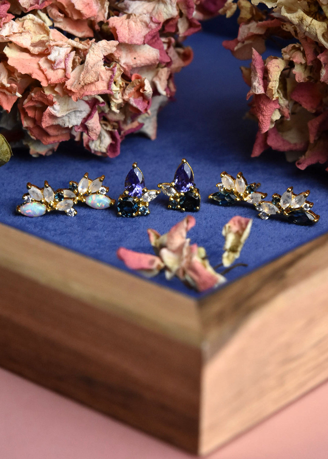 Opal & Cubic Zirconia Butterfly Studs - Goldmakers Fine Jewelry