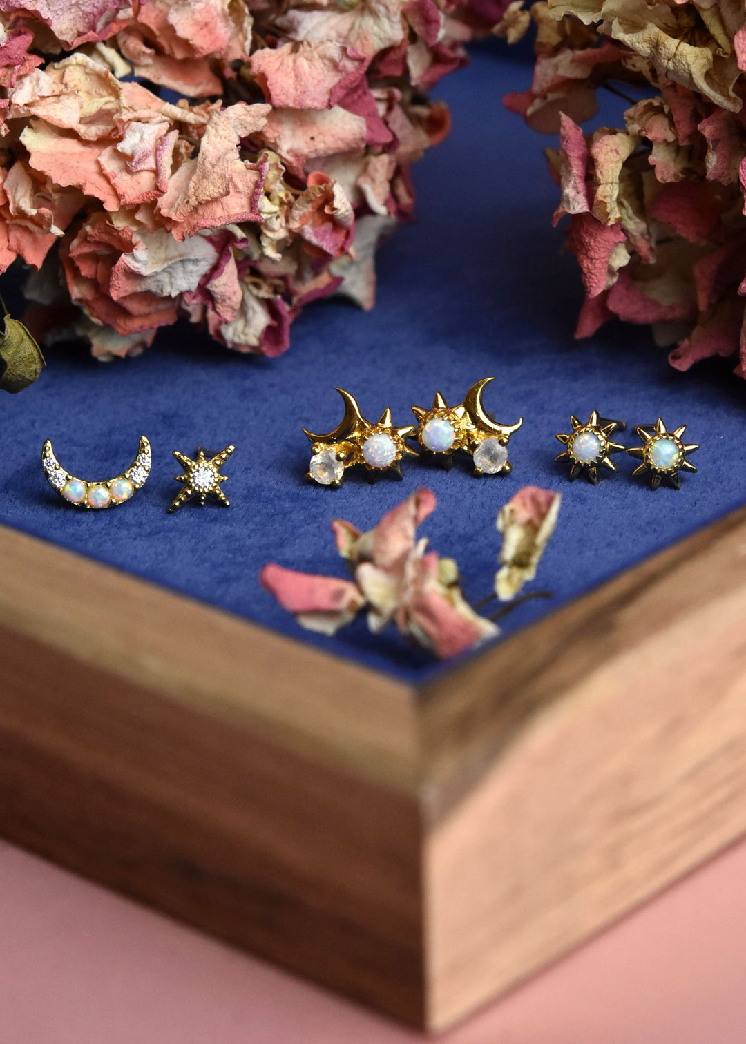 Sun, Moon & Star Studs - Goldmakers Fine Jewelry
