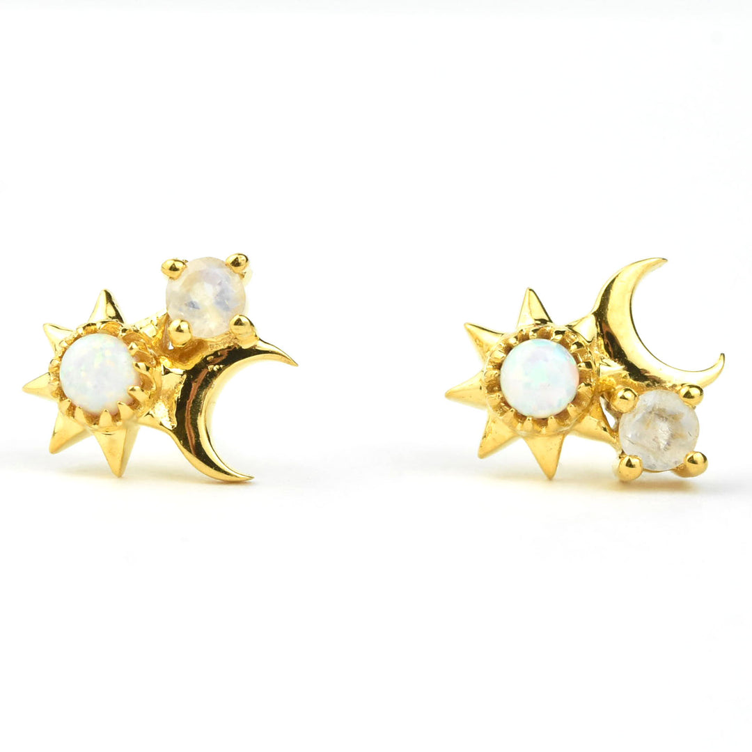 Sun, Moon & Star Studs - Goldmakers Fine Jewelry