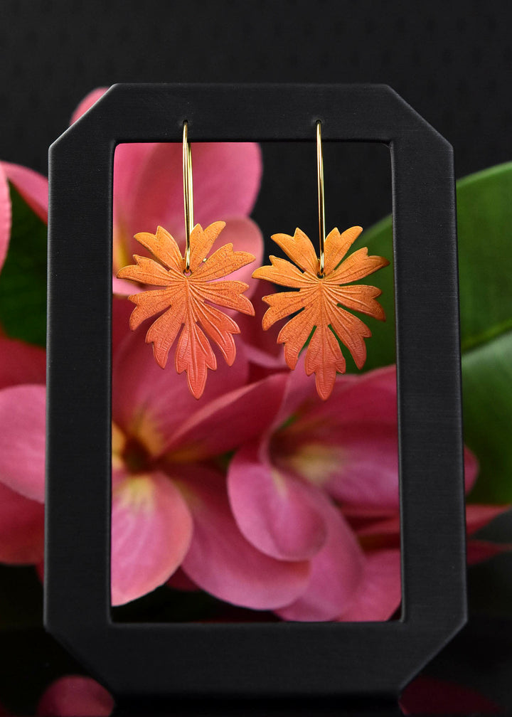 Sunset Monstera Earrings - Goldmakers Fine Jewelry