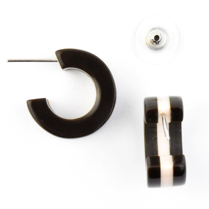 Supernova Striped Hoops, Chocolate & Pink - Goldmakers Fine Jewelry
