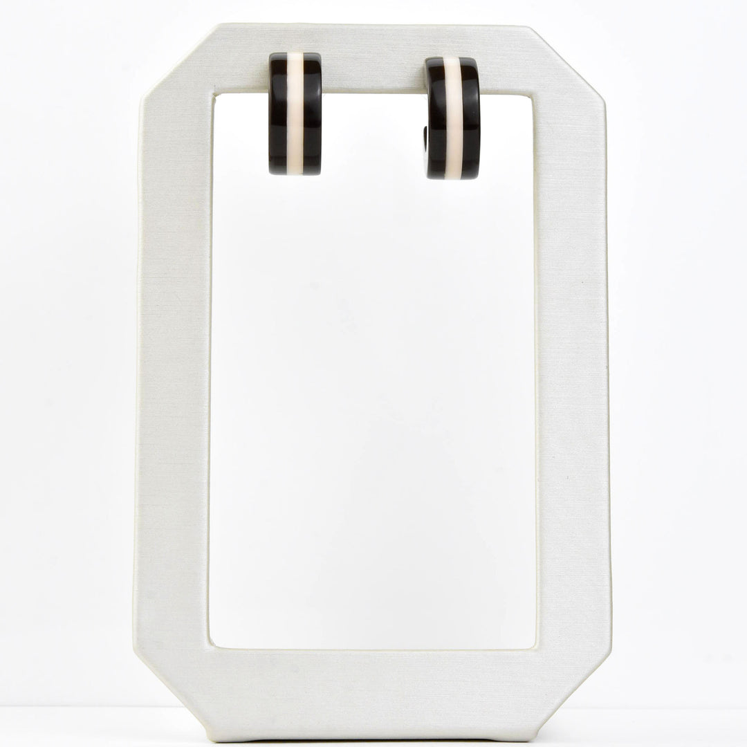 Supernova Striped Hoops, Chocolate & Pink - Goldmakers Fine Jewelry