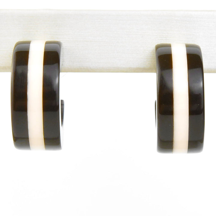 Supernova Striped Hoops, Chocolate & Pink - Goldmakers Fine Jewelry