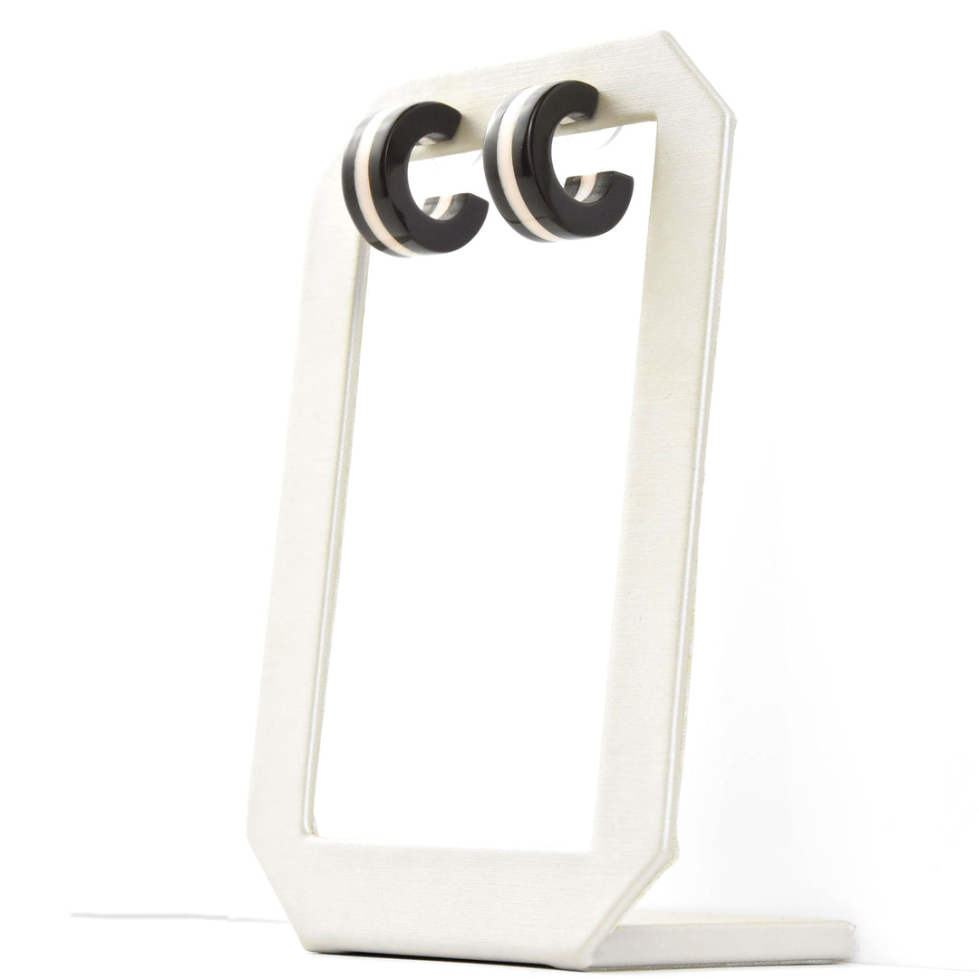 Supernova Striped Hoops, Chocolate & Pink - Goldmakers Fine Jewelry