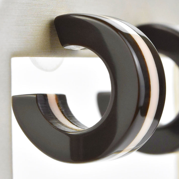 Supernova Striped Hoops, Chocolate & Pink - Goldmakers Fine Jewelry