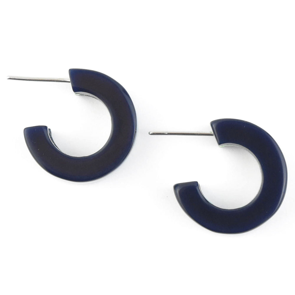 Supernova Striped Hoops, Green & Blue - Goldmakers Fine Jewelry