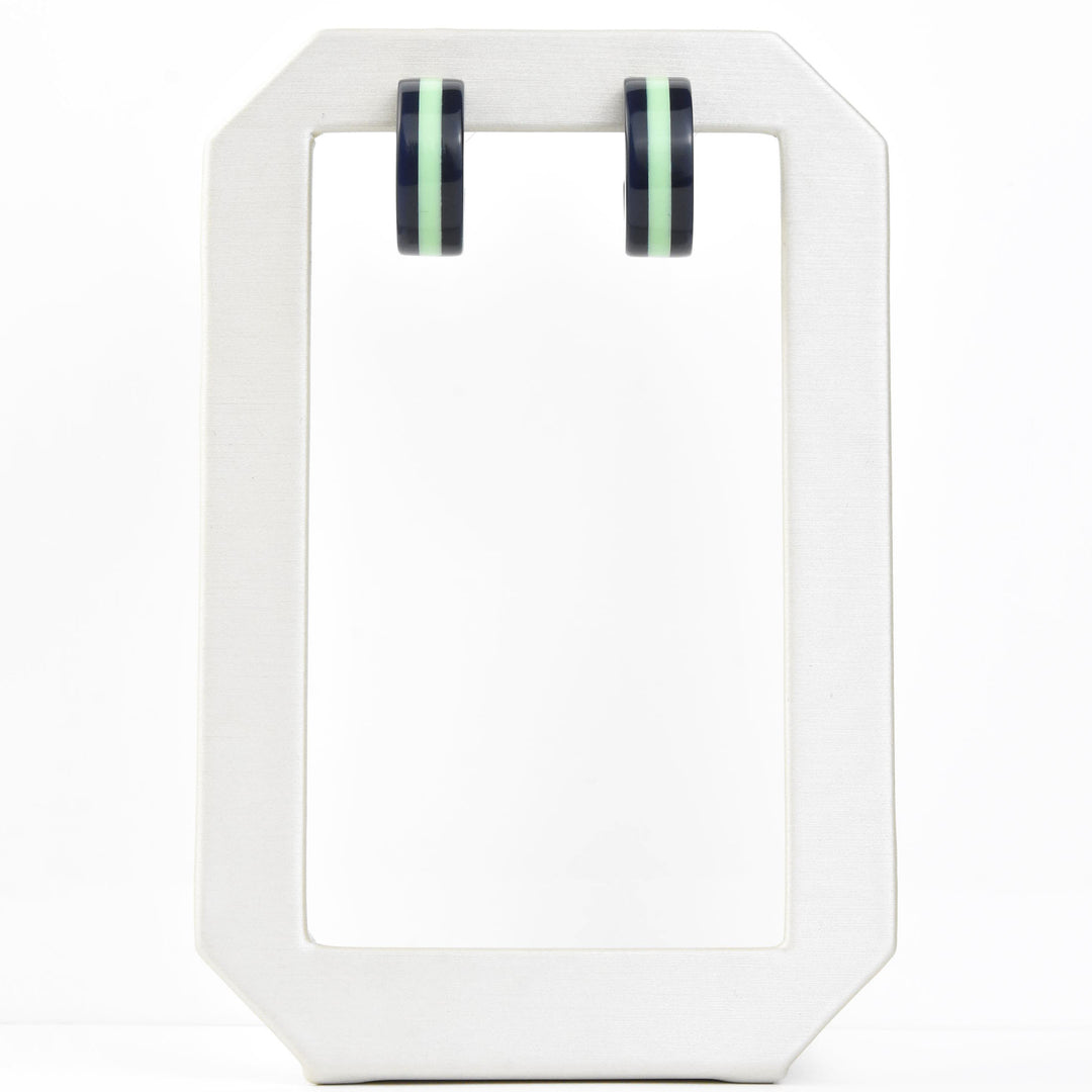 Supernova Striped Hoops, Green & Blue - Goldmakers Fine Jewelry