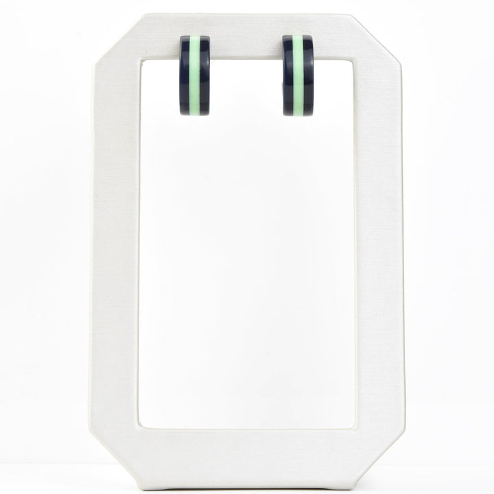 Supernova Striped Hoops, Green & Blue - Goldmakers Fine Jewelry