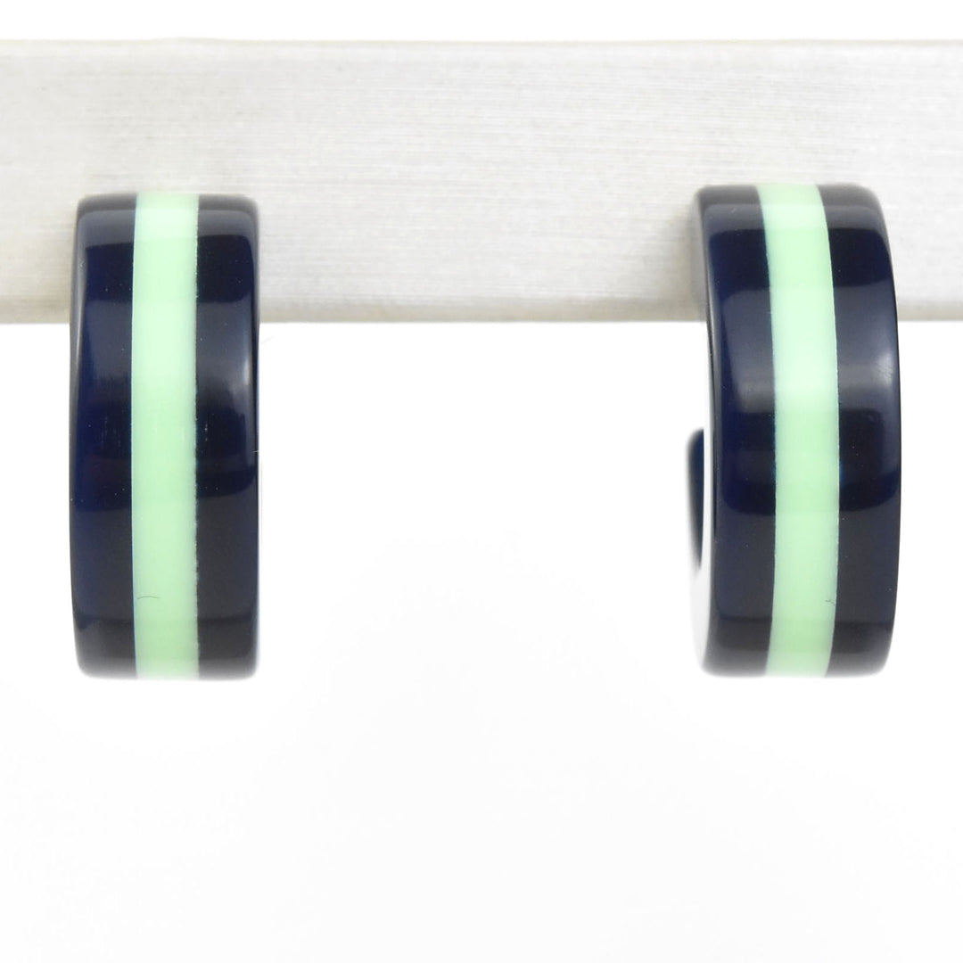 Supernova Striped Hoops, Green & Blue - Goldmakers Fine Jewelry