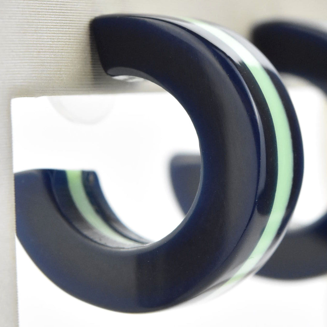 Supernova Striped Hoops, Green & Blue - Goldmakers Fine Jewelry