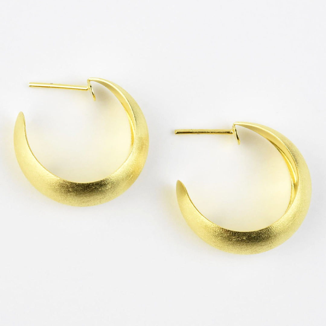 Curved Gold Tone Hoops - Goldmakers Fine Jewelry