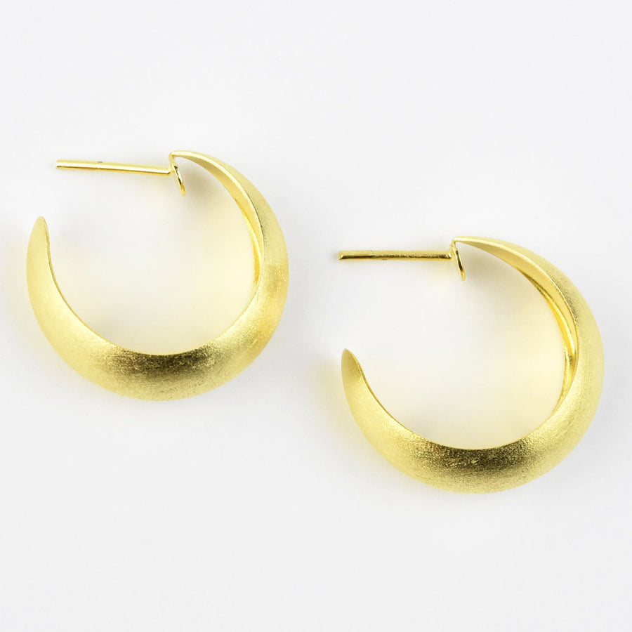 Curved Gold Tone Hoops - Goldmakers Fine Jewelry