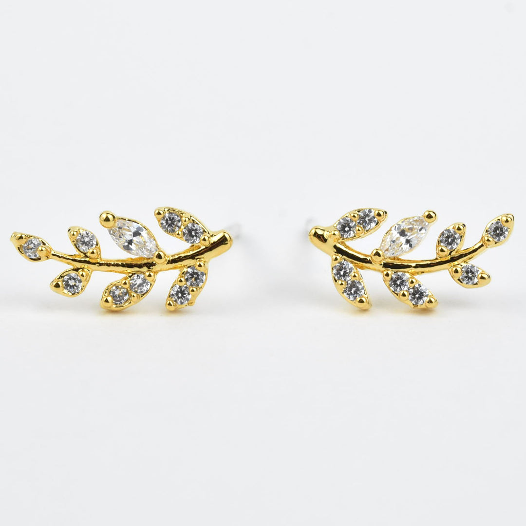 Petite Laurel Leaf Studs - Goldmakers Fine Jewelry