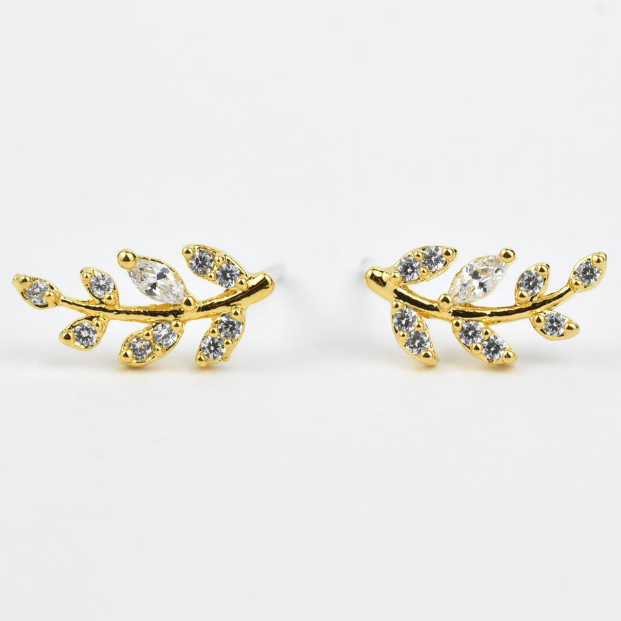 Petite Laurel Leaf Studs - Goldmakers Fine Jewelry