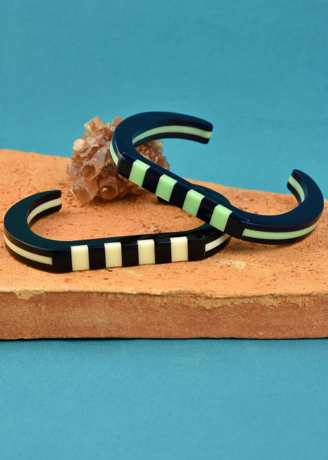 Supernova Striped Cuff, Green & Blue - Goldmakers Fine Jewelry