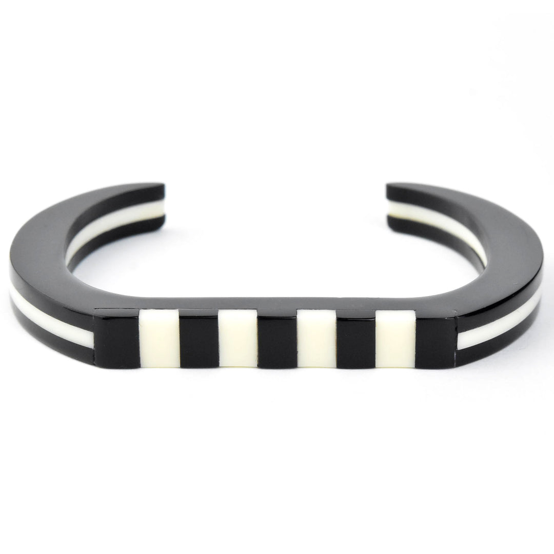 Panorama Ideal Striped Cuff, Black & White - Goldmakers Fine Jewelry
