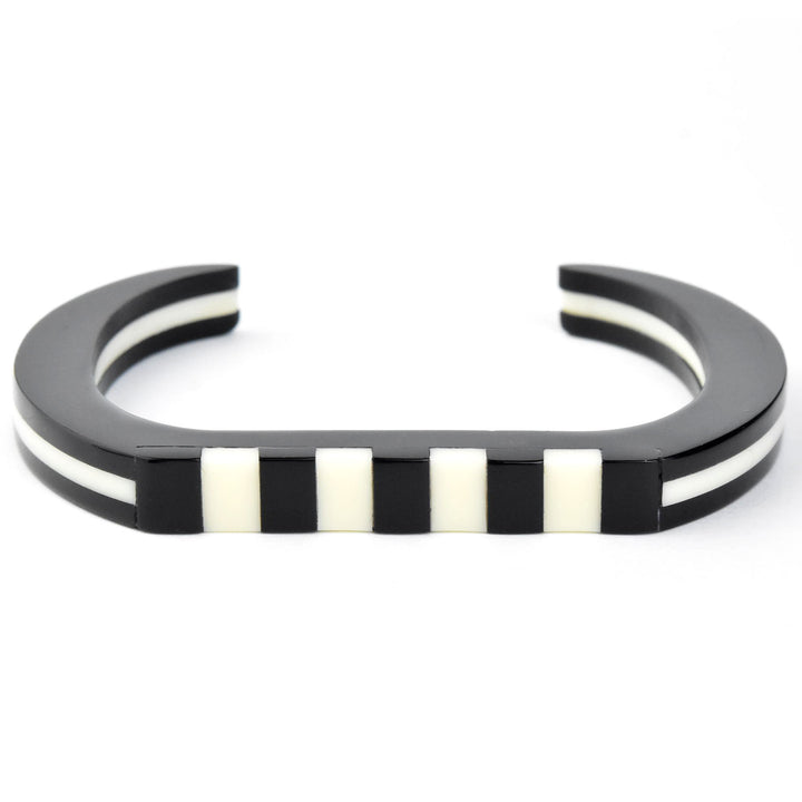 Panorama Ideal Striped Cuff, Black & White - Goldmakers Fine Jewelry
