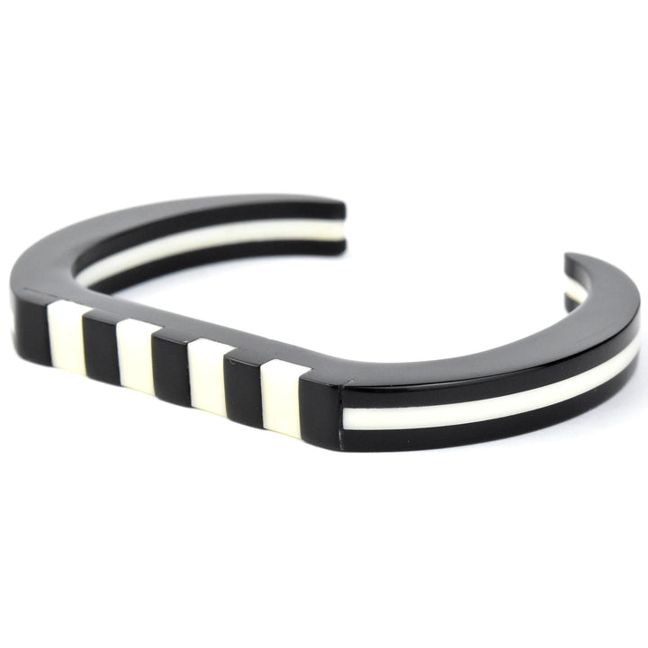 Panorama Ideal Striped Cuff, Black & White - Goldmakers Fine Jewelry