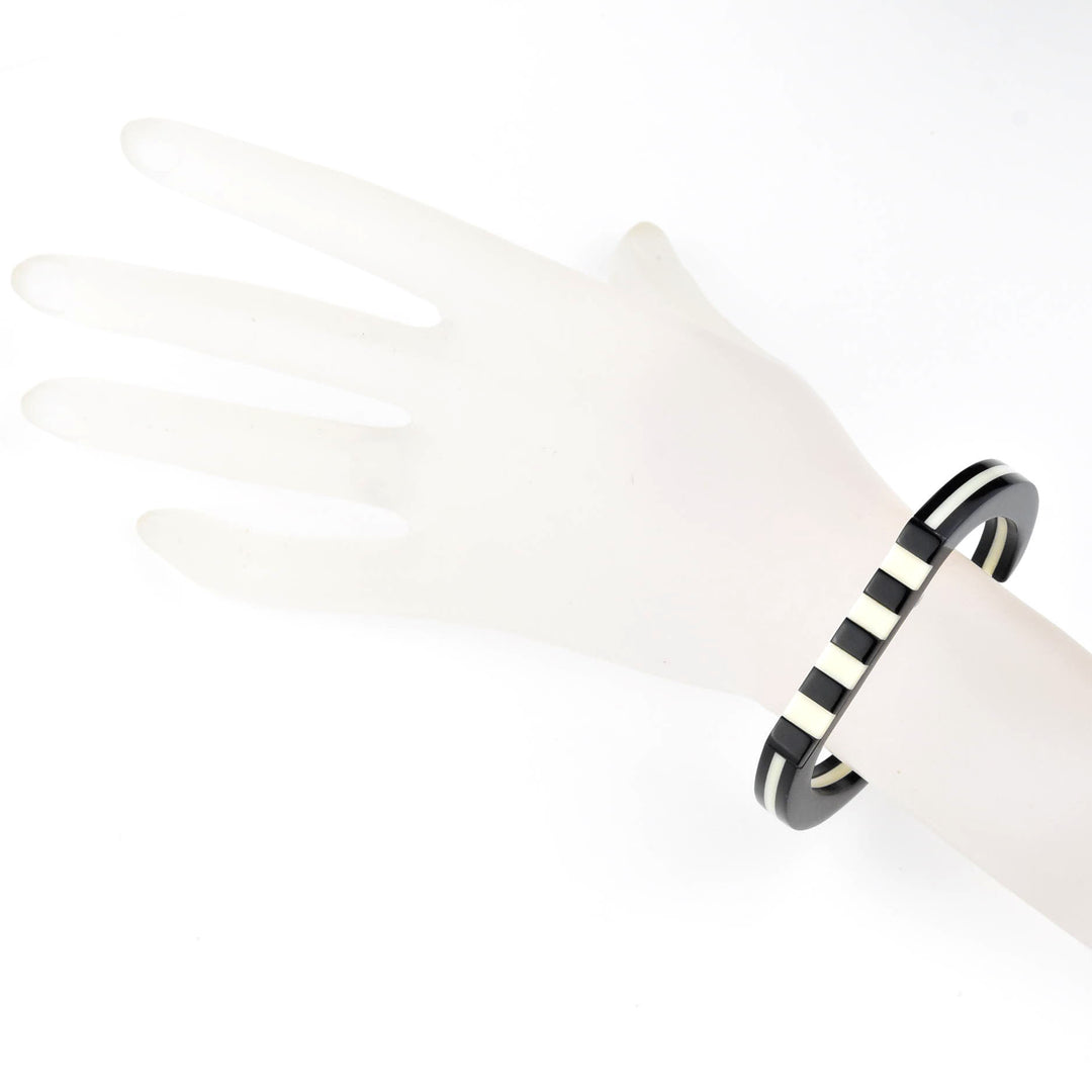Panorama Ideal Striped Cuff, Black & White - Goldmakers Fine Jewelry
