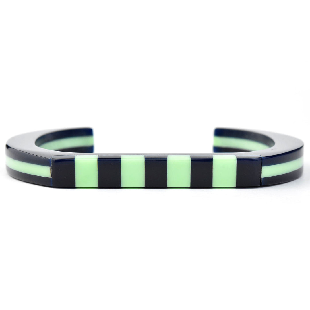 Supernova Striped Cuff, Green & Blue - Goldmakers Fine Jewelry
