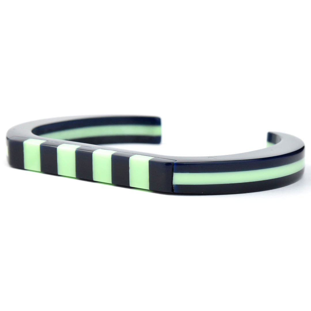Supernova Striped Cuff, Green & Blue - Goldmakers Fine Jewelry