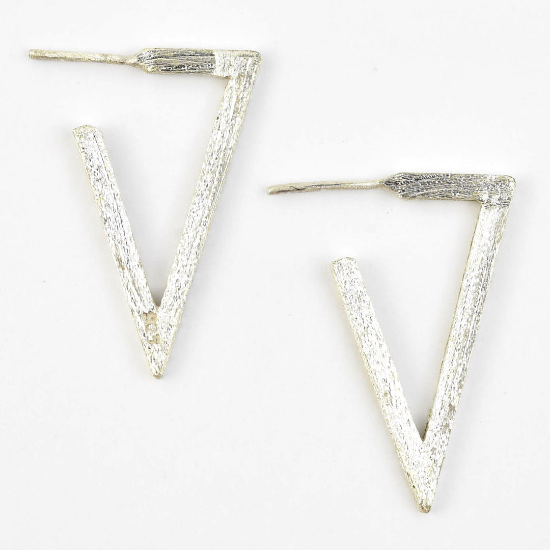 Sterling Silver Triangle Hoops - Goldmakers Fine Jewelry