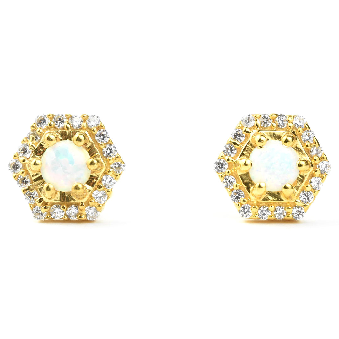 Opal & Cubic Zirconia Tropicana Studs - Goldmakers Fine Jewelry