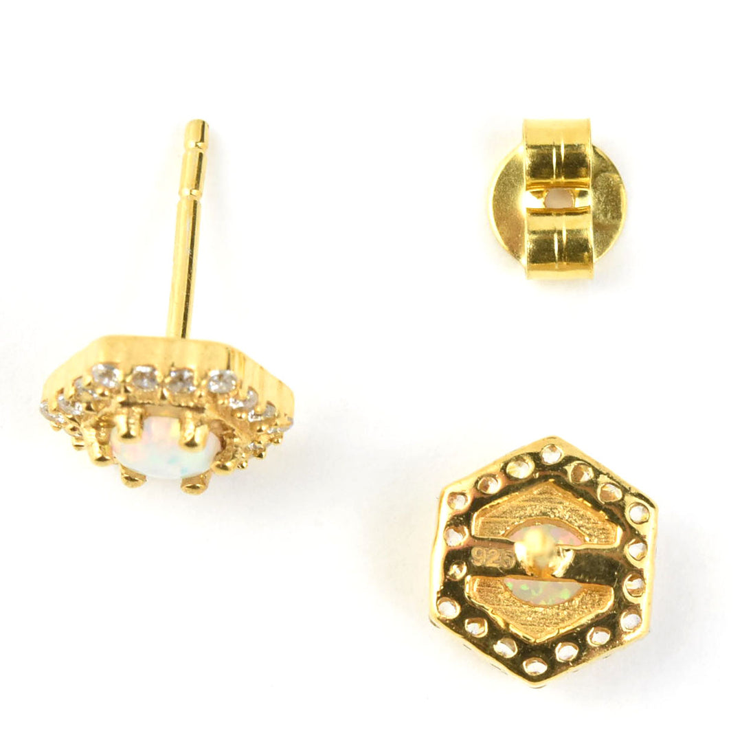 Opal & Cubic Zirconia Tropicana Studs - Goldmakers Fine Jewelry