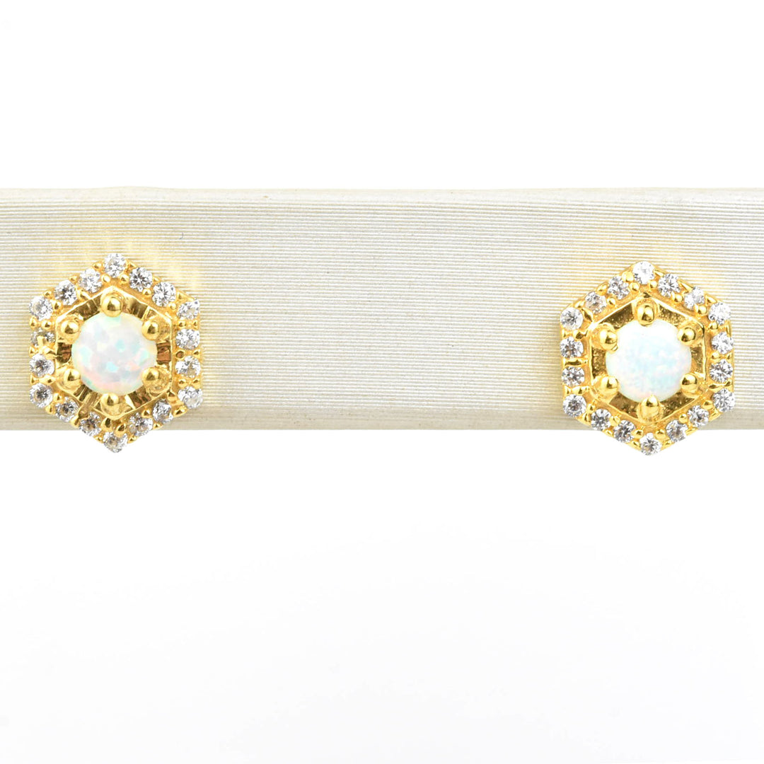 Opal & Cubic Zirconia Tropicana Studs - Goldmakers Fine Jewelry